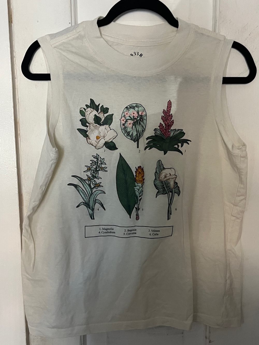 Revolution White Botanical Graphic Muscle Tank